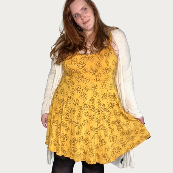 torrid Dresses & Skirts - Torrid Marigold Yellow Floral Print Jersey Slip Dress Plus Size 3X